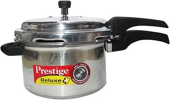 Prestige Deluxe Plus Pressure Cooker 5 Ltr | Aluminium Pressure Cooker With Lid | Exclusive Pressure Indicator|Induction Compatible Silver