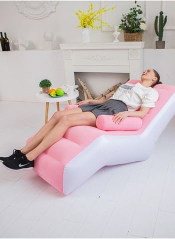 S-Shaped Inflatable Sofa Lounge Chair Foldable Outdoor Living Room Super Soft Lazy Sofa Suitable for Camping Games Reading (Multicolour)