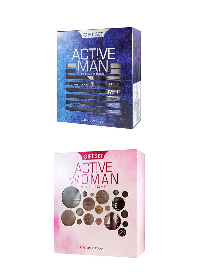 Chris Adams Active Man and Woman Fragrance Gift Set Premium Eau de Parfum and Body Spray Ideal Gifting for Couple