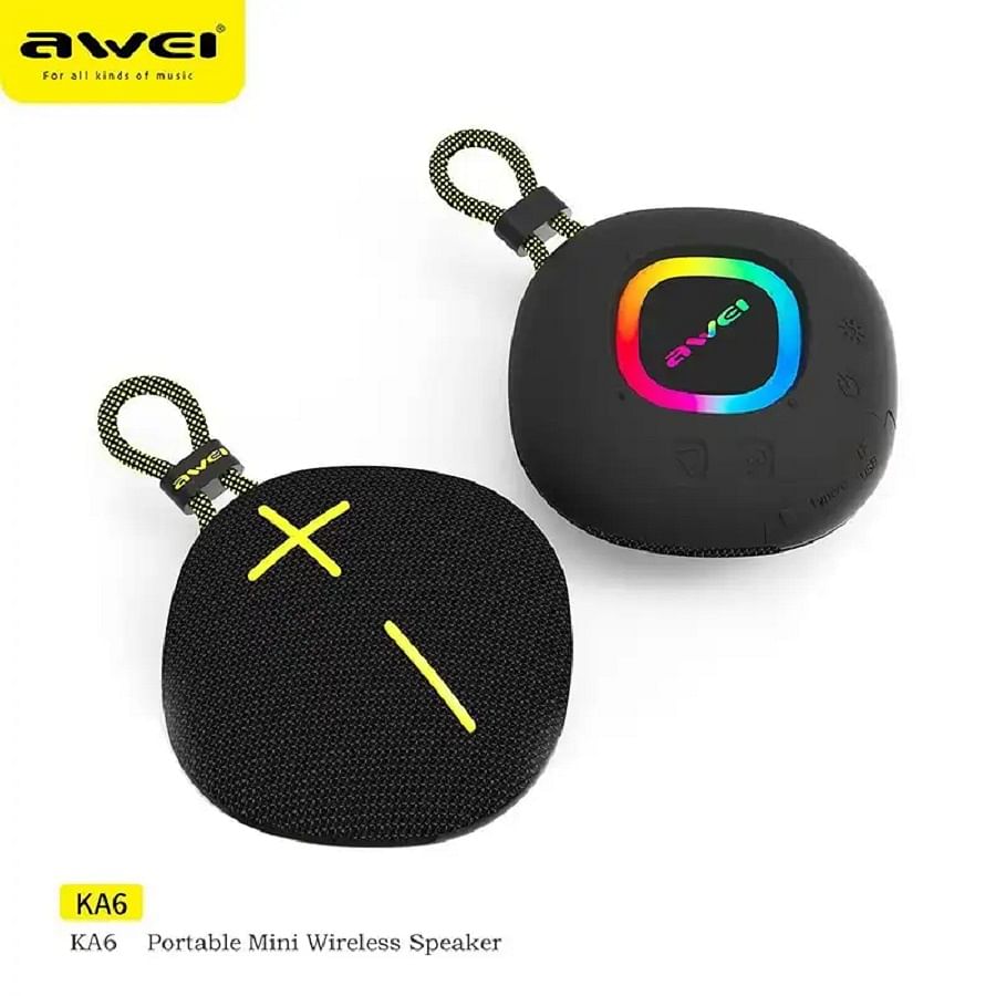 AWEI Ka6 Mini Wireless Powerful Bluetooth Speaker Tws Bluetooth 5.3 Sound Box Hifi Rgb Light Loudspeaker Support Tf Card