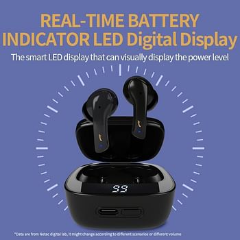 Netac LK-95A True Wireless ANC Earbuds BT 5.3+EDR Power Display Touch Control 30 Hours of Battery Life