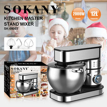 Sokany 05003 High Quality Kneading 12L Machine&stainless Steel Bowl Food Stand Mixer Food Mixers