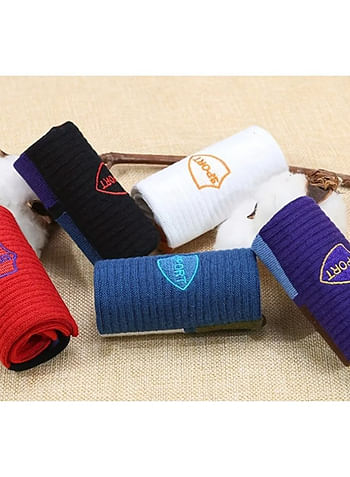 5 Pairs of Men’s Colorful Athletic Socks for Running Training and Everyday Comfort Moisture Wicking Cotton Blend Breathable and Durable Socks Assorted Colors