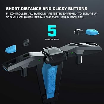 F4 PUBG Mobile Game Controller, Mobile Gaming Trigger for Fortnite/COD/Rules of Survival, Gaming Grip Joysticks for 4.5-6.5 inch iOS Android Phone