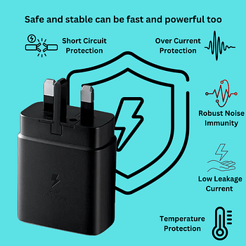 45W Super Fast Charger with Cable USB-C for Samsung S24, S23, S22, S21