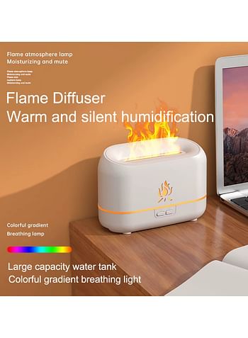 RGB Flame Aroma Diffuser Humidifier, USB Desktop Simulation Night Light, Aromatherapy Purifier, Air for Bedroom, 7 Colors