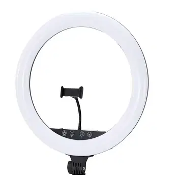 RGB LED Soft Ring Light - MJ18 Touch Control with 3 Phone Holder Clips & Remote (18" - 45cm)