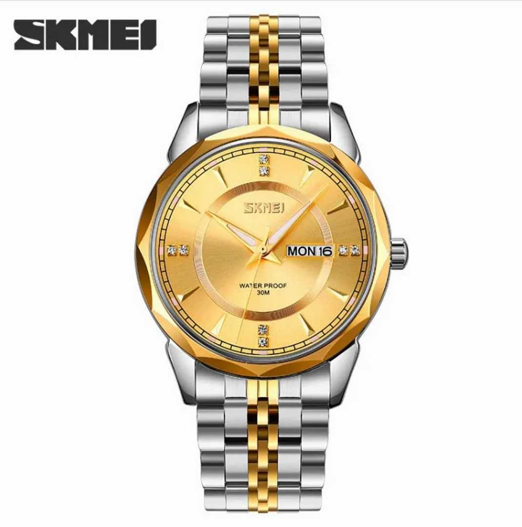 Skmei 9268 Luxury Quartz Movement Bussines Case Waterproof Watch For Men Silver/Gold