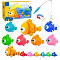 UKR Magnetic Electric Fishing Game Toy Set for Kids 7 Pc Clownfish Fishing With One Magnetic Fishing Rod Fun Fishing Toys for Toddlers and Kids Colorful Fish Toy for Boys & Girls