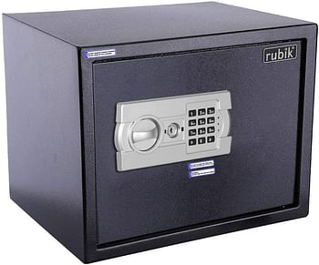 Rubik Large A4 Documents Size Safe Box for Home Office with Key and Pin Code Keypad for Cash Documents Jewelry Passports 30x38x30cm - Black