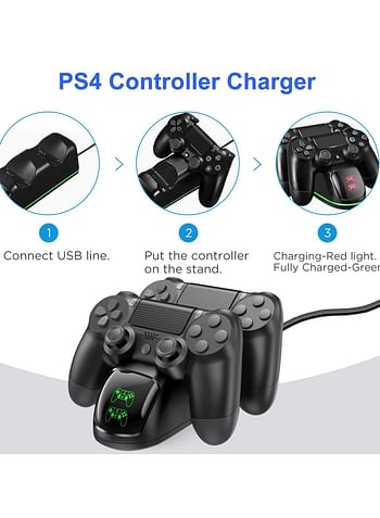 Dobe Dual Controller Charging Station for PS4 Fast Dual Charging Dock with LED Indicator