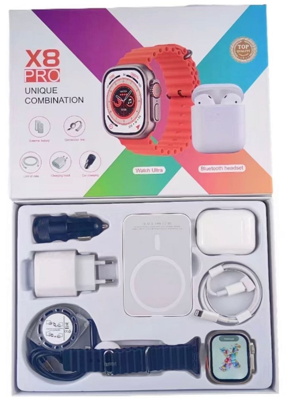 X8 PRO Unique Combination – Complete Smartwatch and Accessories Set (Multicolour)