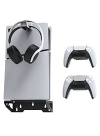 PS5 Wall Mount Kit Steel Wall Stand and Headphone Hanger - Compatible with Playstation 5