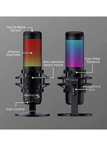 QuadCast S – RGB USB Condenser Microphone, For PC/PS5/PS4 and Mac, Anti-Vibration Shock Mount, Four Polar Patterns, Pop Filter, Stunning RGB Microphone for Streamers and Content Creators, Black | 4P5P7AA