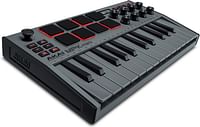 Akai Professional Mpk Mini Mk3 25 Key Usb Midi Keyboard Controller With 8 Backlit Drum Pads, 8 Knobs And Music Production Software Included Mpkmini3 - Grey