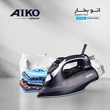 Aiko AK140SI Best Quality Soleplate Steam Iron Water Spray Anti-Drip System Vertical Steaming Micro-Calc Anti-Sediment Filter 3000 Watts Black