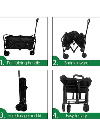 Black Collapsible Wagon with Handle - Convenient and Portable Storage Solution 49x13x66 CM