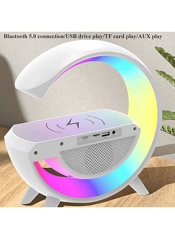 G Type Multifunctional LED Bluetooth Speaker With Wireless Charger Ambient Light And Audio Spotlight