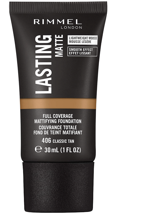 Rimmel Lasting Matte Full Coverage Light-weight Foundation 30ml, 406 Classic Tan