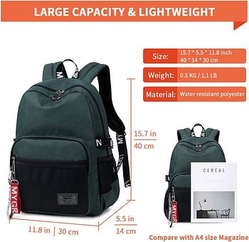 Classic Backpack Haversack Travel School Bag Student Simple Daypack Bookbag by Mygreen - Midnight Green