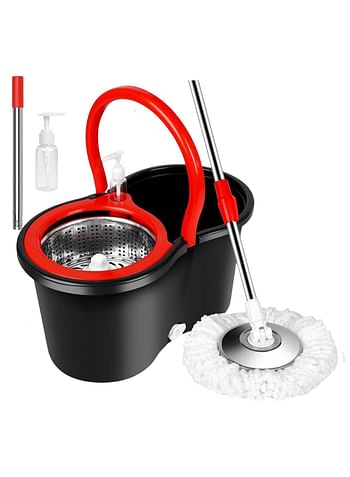 Spin Mop and Bucket with Wringer Set, 360° Spinning Mop Bucket System, Stainless Steel Extended Handle for Floor Cleaning Home Office-Multicolour