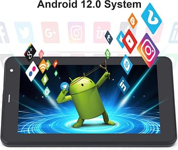 C idea Android Tablet 7 Inch,Android 12 Tablet,Quad Core Processor,6GB RAM 128GB ROM,512GB Expand,Front 5MP Rear 8MP Dual Camera,TF mini Screen,Google Certified Tablet with WiFi CM515(black)