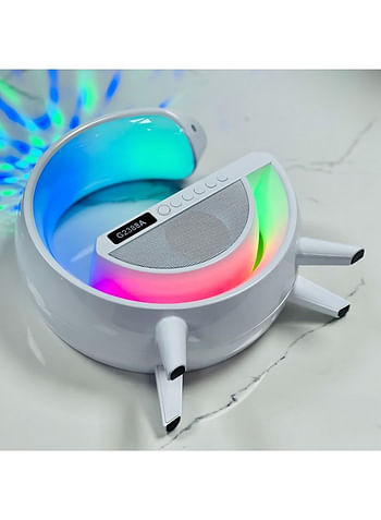 G Type Multifunctional LED Bluetooth Speaker With Wireless Charger Ambient Light And Audio Spotlight