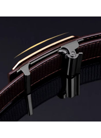 Leather Belt for Men Crocodile Pattern Dress Belt with Automatic Buckle Adjustable Fit for Formal and Casual Wear Brown