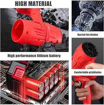 Car Dryer,Turboglass Car Blower,Portable Cordless Car Dryer Air Blower,Handheld High Powered Car Wash Car Blower for Cleaning ,Camping, Outdoor- Red