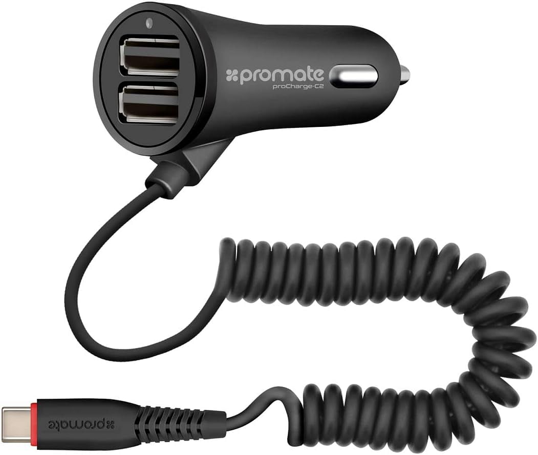 Promate Ultra Fast 3.4A Dual USB Car Charger, Procharge-C2