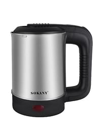 Sokany Electric Kettle 600ml 600 Watt, Stainless Steel Body - Sk-09023