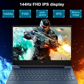 HP Victus i5 Gaming Laptop 15.6 Inch FHD 1920x1080 144Hz Intel Core i5-12450H NVIDIA GeForce RTX 3050 Backlit KB Touchpad SD Card Reader 1TB SSD - 32GB RAM - Blue