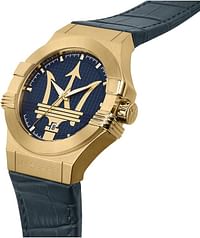 Maserati Watch Men's Potenza 42size Blue Leather Blue Dial Yellow Gold Plated Quartz Fashion Watch