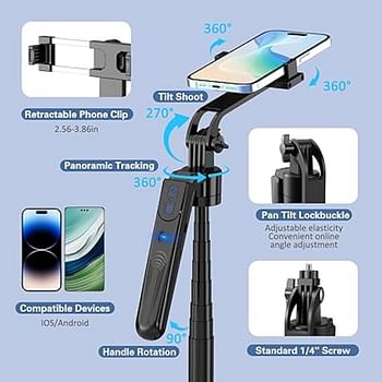 1.8m Extendable Bluetooth Selfie Stick Tripod with Remote – 360° Rotation for Smartphones