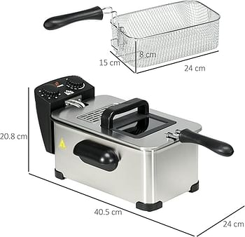 High Quality 3L Electric Household Stainless Steel Deep Fryer with Glass Viewing Windows