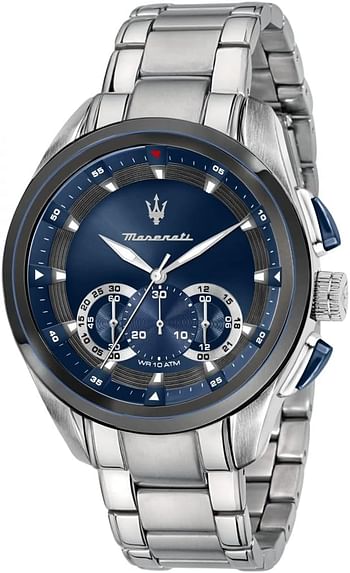 Maserati Watch Traguardo 45mm Chrono Blue Dial Steel Bracelet - R8873612014