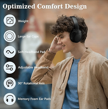 Mitone True Wireless ANC Headphones - Active Noise Cancelling - Bluetooth 5.1 - Over 35 Hours Use - Noise Reduce 25db - Hi-Fi Audio Sound - USB-C Fast Charging