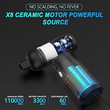 Electric Air Duster 110000RPM Jet Dry Blower Rechargeable Cordless Air Blower with Airflow Control USB C Fast Charging for Computers