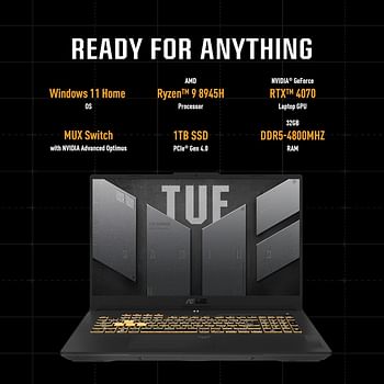 ASUS TUF A15 FA507UI-9321G AMD Hawk Point R9-8945HS  15.6 QHD165Hz  32GB RAM  1TB SSD  NVIDIA GeForce RTX 4070 8GB  Windows 11 Home  English, Arabic Keyboard  - Mecha Gray