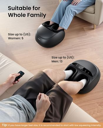 RENPHO Foot Massager Machine with Heat and Remote, Shiatsu Deep Kneading, Delivers Relief for Tired Muscles and Plantar Fasciitis,Fits feet up to Unisex Size 12-Black