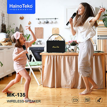 Haino Teko MK-135 Portable Wireless Speaker with Dual Microphones for Indoor and Outdoor