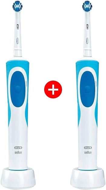 Oral-B D12.513 Vitality 1+1 Free - D12 Bundle Pack - Vitality Precision Clean Clam Shell, 2 Minutes Timer, Rechargeable Electric Toothbrush