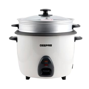 Geepas GRC4326 2.2L Electric Rice Cooker -Cook/Warm/Steam, High-Temperature Protection - Make Rice & Steam Healthy Food & Vegetables