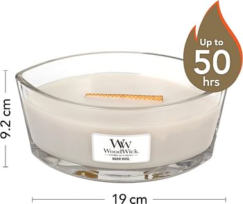 WoodWick Yankee Candle Ellipse Scented Candle with Hearthwick Flame, Paraffin Warm Wool