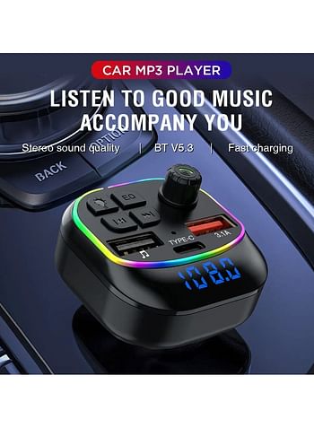 BO-X11 BT5.3 FM Transmitter Car MP3 Player Dual USB fast charger Handsfree call Car kit FM modulator with LED light