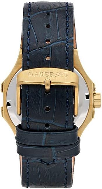 Maserati Watch Men's Potenza 42size Blue Leather Blue Dial Yellow Gold Plated Quartz Fashion Watch