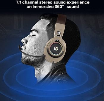 HP H500GS USB Wired Gaming Headphones 50mm Drivers 7 1 Stereo Bass Sound RGB LED Lighting Noise Isolating Over Ear Gaming Headset with Adjustable Mic for PS5/PS4/Xbox One/PC