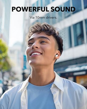 soundcore R50i NC by Anker Noise Cancelling Earbuds Strong and Smart Noise Cancelling Powerful Bass 45H Playtime 2-in-1 Case and Phone Stand IP54 Wireless Earbuds, Bluetooth 5.4 App Control - White