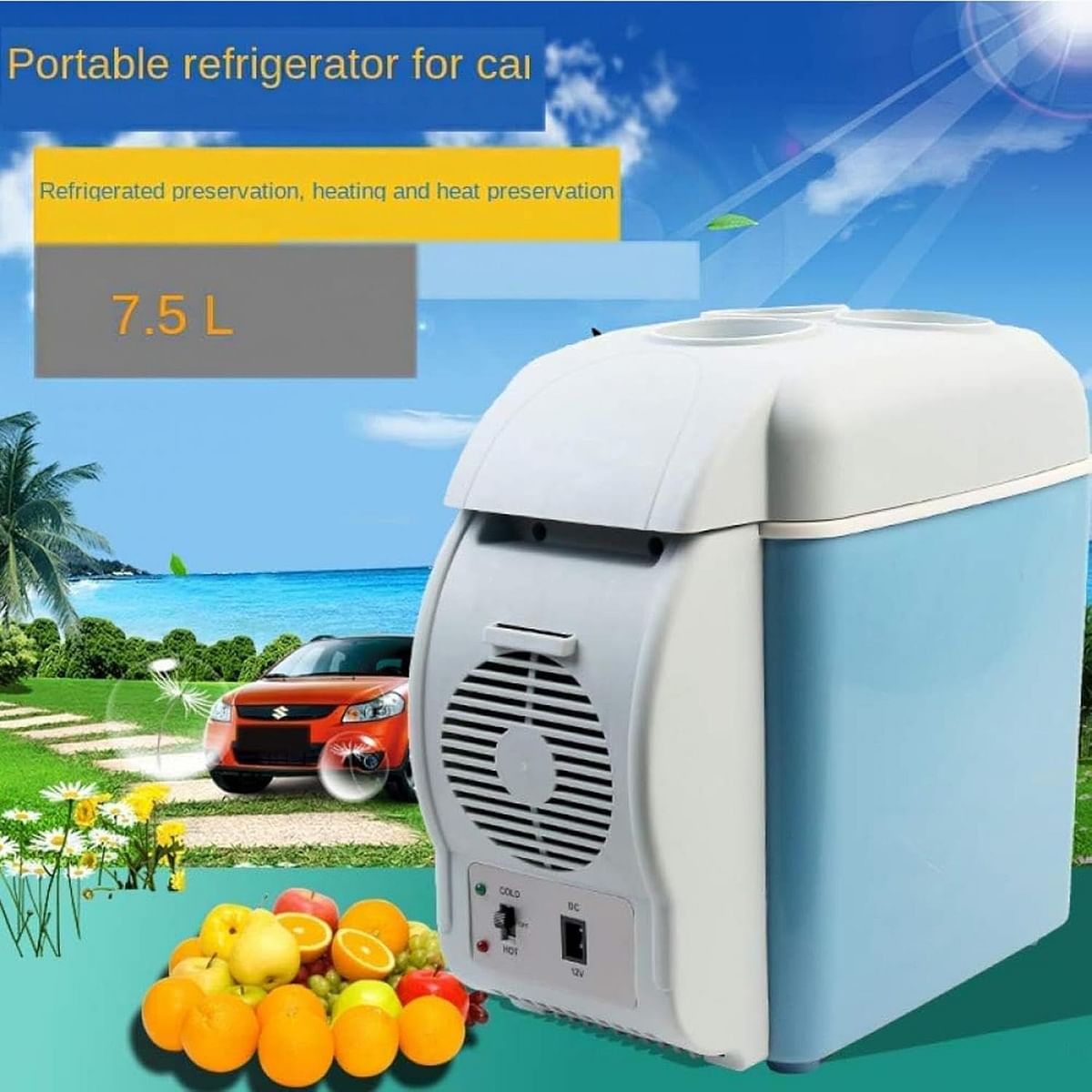 Mini Portable Car Fridge, 7.5L, Car 12v, Low Noise Automobile Refrigerator, With Cooling And Heating Function Cooling Box For Car