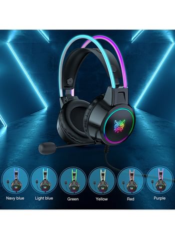 onikuma X15 Pro Wired Over-Ear Gaming Headphones with Mic and LED Light for PS4/PS5/XOne/XSeries/NSwitch/PC - Black